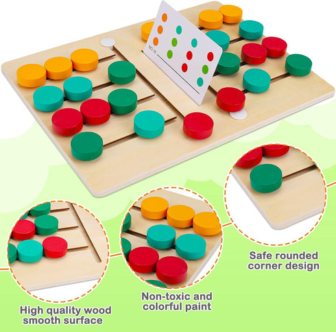 AugToy Montessori Color Matching Learning Toys – Sliding Puzzle for Kids Age 3-7 – Educational Wooden Toddler Travel