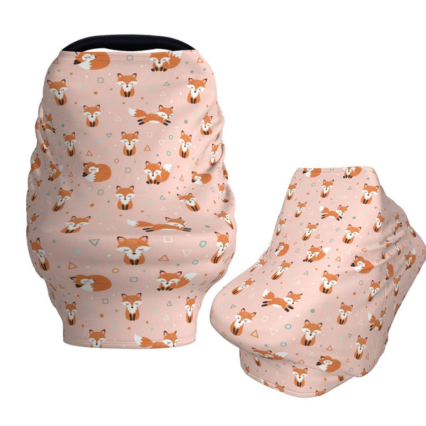 Pink Fox Baby Car Seat Canopy Nursing Cover for Breastfeeding Multi-Use Infant