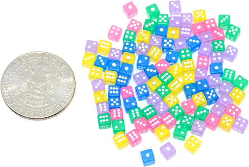 100 D6 5mm) SmartDealsPro Assorted Mini Tiny Dice Game Dot Square Dice for Casino Themed Activity, Board Game, Teaching