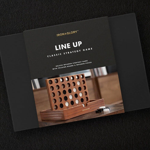 Iron & Glory Line Up Luxury Strategy Board Game, Wooden Folding, Classic Family Games, Brown