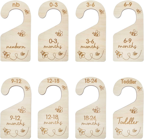 Lemon Shane Closet Closet Closet Baby Size Dividers, Double-Sided Wood Baby Organizer Hanging Baby Clothes Dividers