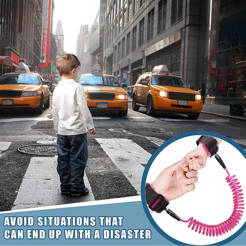 Anti Lost Safety Wrist Link Child Safety Harness Strap Rope Leash Walking Hand Belt Band Wristband (1.5m Pink)