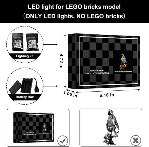 Vaodest LED Light Kit for Lego Creator 3 in 1 Exotic Parrot 31136 - Compatible with Lego 31136 (LED Light Only)