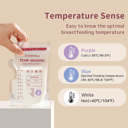 Breastfeeding(8 120pcs,BPA Breastmilk Storing Bags,Disposable Self Standing No-Leak Milk Storage Pouches,Temp-Sensing