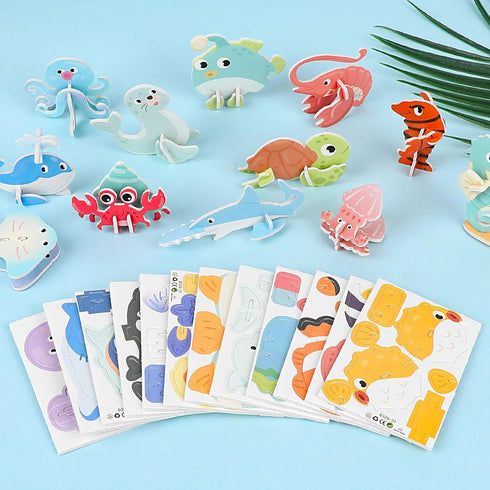 CCINEE 25 Pcs Educational 3D Cartoon Puzzles for Kids,3D Ocean Learning Educational