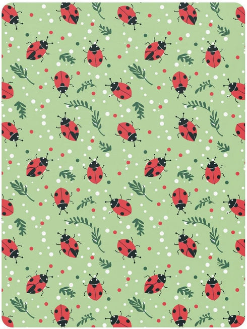 miaozhen 1 Pack 52x28 Cotton Baby Crib Sheets for Boys Girls Soft Breathable Green Playful Ladybugs Toddler Mattress
