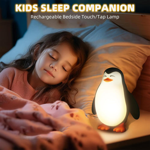 3 Dimmable Tcamp Cute Penguin Night Light for Kids, Level Nursery Nightlight Lamp, Cute Silicone Squishy Lighted