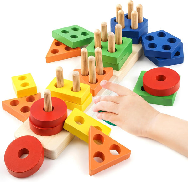 Daisiki Montessori Toys for 1 2 3 Year Old Girls Boys, Wooden Sensory