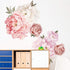 Watercolor Peony Flowers Wall Decals, Floral Wall Stickers for Living Room, White & Pink Flowers Art