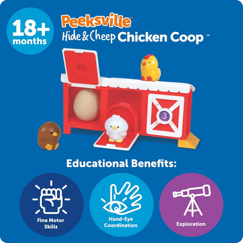 Playset, Learning Resources Peeksville Hide & Cheep Chicken Coop, Farm Animals, Farm Toys, Barn, Sensory Toys