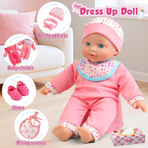 Set 12.5" 2 Sets 16 3-5 4-6 YIYBM Baby Doll with Stroller with Baby Dolls, Handbag, Doll Clothes and PCS Doll