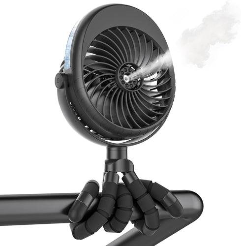 COMLIFE 2026 Upgraded Misting Baby Stroller Fan Rechargeable, Flexible Tripod Clip for Car