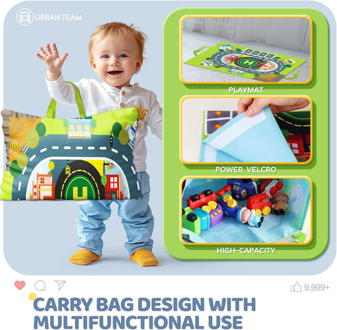 1 Bag)|12 12-18 1-2|First 1 2 3 bessome Soft Rubber Toy Figure Car for Year Old Boy with Playmat (Storage PCS Cartoon