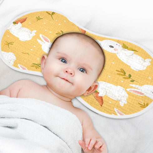 YETTASBIN Cartoon Bunny Muslin Baby Burp Cloth, Super Soft Absorbent Cotton Burp Rag Baby Bibs Feeding Cloth