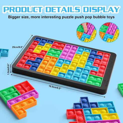 Ainiv Pop Puzzle Popper Fidget Game, Push Pop Brain Teasers Toy, Silicone Jigsaw Building Blocks Game Board