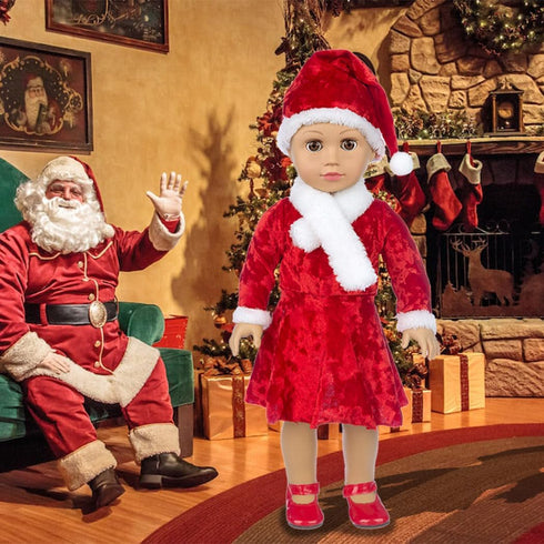 Set 17 18 Inch Set Ebuddy Doll Clothes & Accessories - Christmas Santa Costume for & Dolls, Including Xmas Tree Sweater