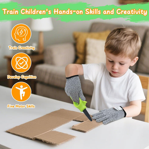 273 Set 4 5 6 Cardboard Cutting Tools for Kids, PCS Cardboard Construction Kit, Safe Kids Tool for Todder, Creative Toy