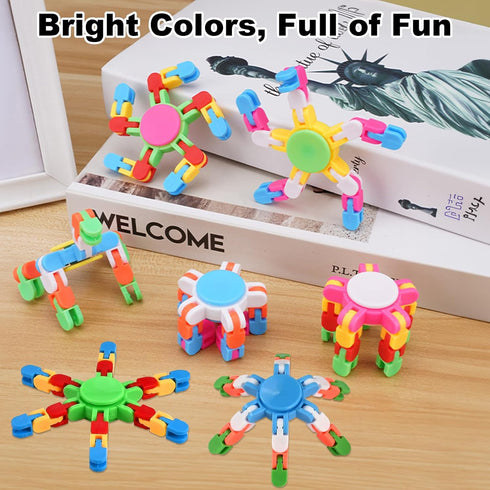 28Pcs GOLDGE Transformable Fidget Spinners Deformable Chain DIY Robot Toys, Stress Relief Sensory Gyro for Kids