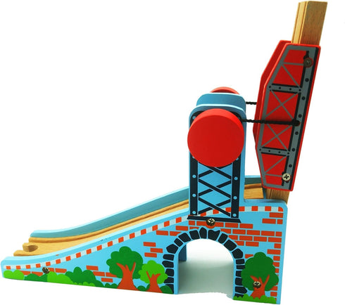 Wooden Train Lifting Bridge Accessory - Compatible with All Railway Tracks
