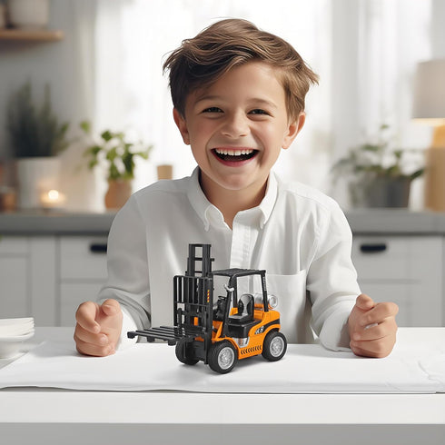 NOVAFUSION 3 Forklift Toys for Kids Construction Truck Forklift,Metal DieCast Forklift Toy,Pull Back Fork Lift Toy