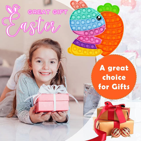 Easter Bunny Poppers, Bunny Carrot Pop Bubble Fidget Sensory Toy, Puzzle Popper, Easter Gifts for Kids,Toddler, Easter