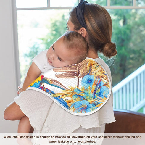 FLildon 2PCS Muslin Burp Cloth for Baby Tropical Floral Parrots Super Absorbent Burping Cloths, Bibs for Newborn Boys