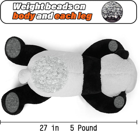 5 lbs, 27 inches Panda Weighted Stuffed Animals, Cuddly Weighted Plush Pillow, Giant Plushie Ideal Gift for Adults &