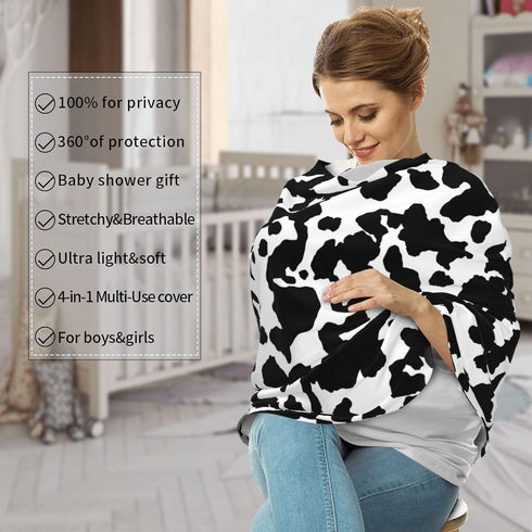 Schgap Cow Car Seat Covers Canopy for Baby Nursing Cover Breastfeeding Baby Carrier Cover Stretchy Carseat Canopy