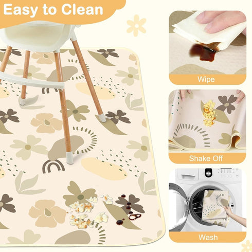 42 42 Inch Splat Mat for Under High Chair x Waterproof Baby Splash Mat with Non Slip Bottom Reusable Portable Highchair