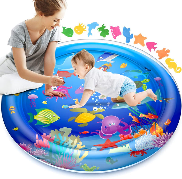40''X40'' Tummy Time Water Mat, XL Inflatable Activity Center for Babies, Baby Toys for 3 6 9 12 Months