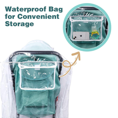 Double Stroller Rain Cover, Waterproof Weather Shield for Tandem Double Stroller, Twins Stroller Cover