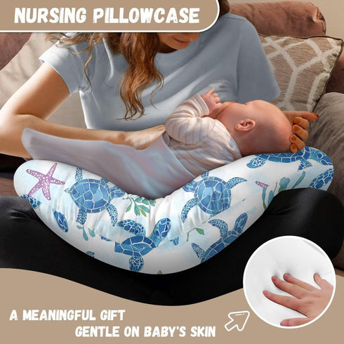 Eheartsgir Sea Turtle Bottle & Breast Feeding Pillow Covers Soft & Gentle on Baby Skin Fabric Slipcover with Hidden