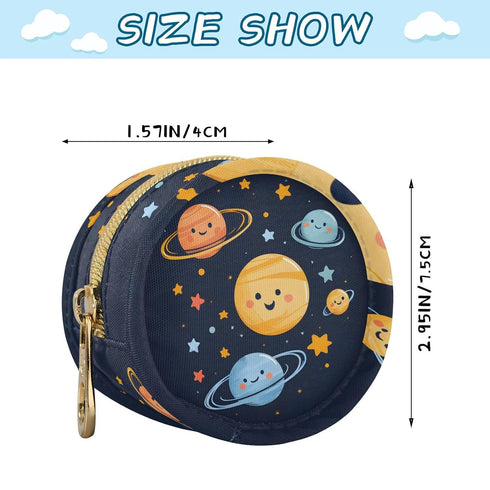 YETTASBIN Solar System Portable Pacifier Holder Case with Metal Hook Buckle & Zipper for Diaper Bag and Stroller