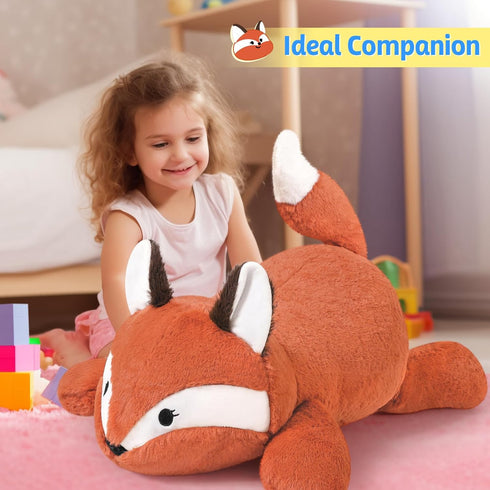 25.6 inch 5 lbs PEACH CAT Fox Weighted Stuffed Animals Large Weighted Plush Soft Plushies Toys Body Pillow Gifts