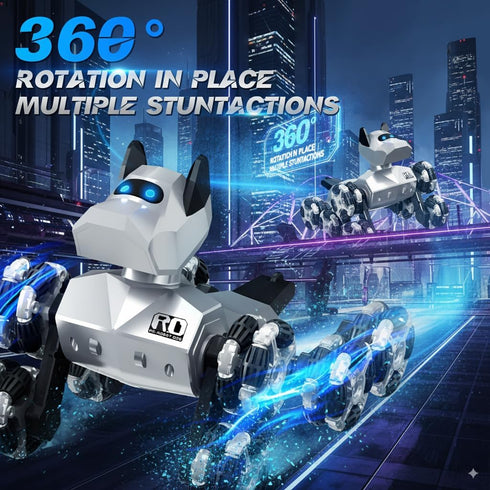 360Rotate 3-5 6-7 8-12 NQD Robot Dog Toy, Remote Control Robot Dog with Dancing & Sound FX, Remote Control Cars RC