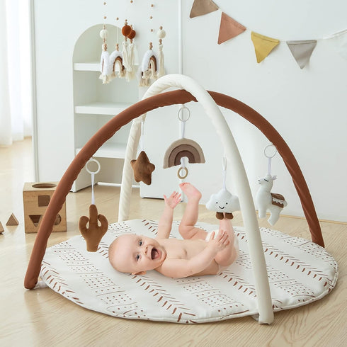 5 Razee Baby Gym Mat Infant Activity Gym Mudcloth Baby Activity Center with Play Mat with Toys for Babies as Shower Use