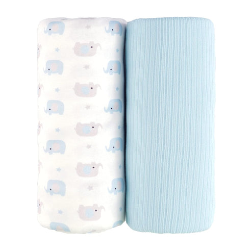 Viviland Jersey Swaddle Blanket, Ultra Soft Stretchy Receiving Blanket, Baby Boy, 40 x 30 inches, 2 Pcs