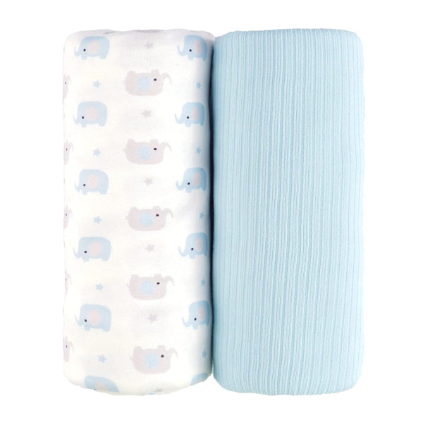 Viviland Jersey Swaddle Blanket, Ultra Soft Stretchy Receiving Blanket, Baby Boy, 40 x 30 inches, 2 Pcs