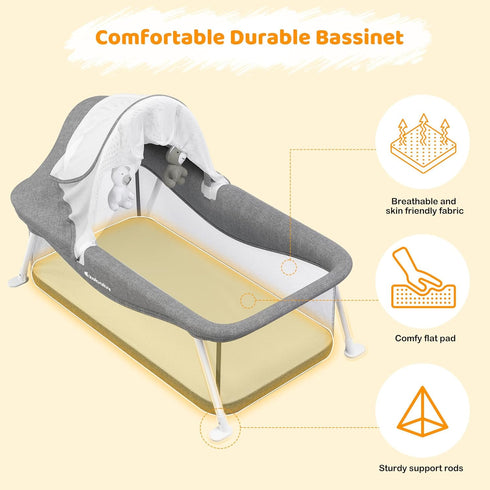 0-5 Ezebaby Portable Travel Bassinet for Baby Months, Foldable Newborn Bassinet Baby Bed Infant Crib with Padded