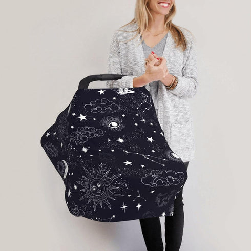 Schgap Space Galaxy Baby Car Seat Covers Canopy, Nursing Cover Breastfeeding Baby Carrier Cover Stretchy Carseat Canopy