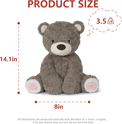 14" 3.5 Niuniu Daddy | Pound Weighted Teddy Bear Stuffed Animal for Kids Adults, Giant Brown Bear Plush Toy Body