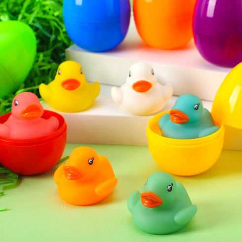 6 JOYIN Pcs Pre-Filled Easter Eggs with Light-up Floating Duck Bath Toys for Kid Toddlers Easter Eggs Hunt, Basket