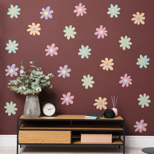 BBTO Daisy Wall Decal Flower Vinyl Wall Decals Daisy Stickers Floral Decals Peel and Stick for Nursery Art Bedroom