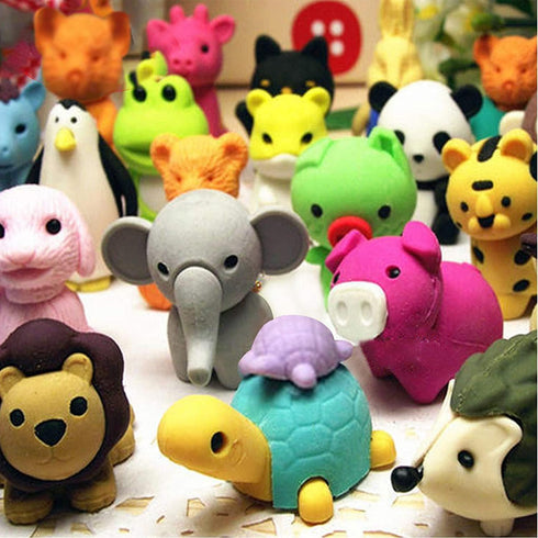 3 otters 50PCS Animal Pencil Erasers, Cute Desk Pets for Kids Classroom, Party Favors for Back to School