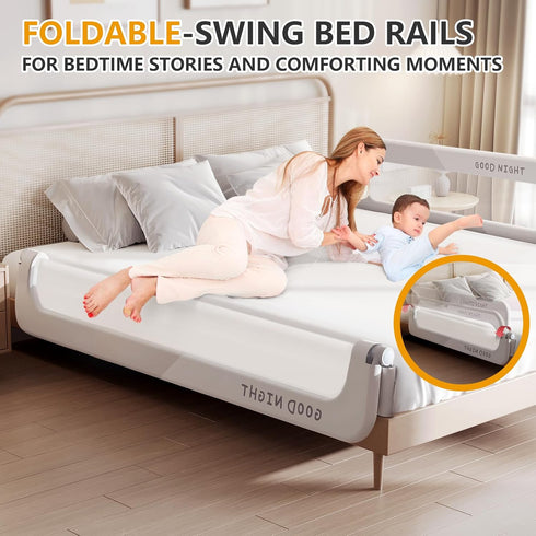 strenkitech Beds(78.7inch) Foldable Toddler Bed Rails - Kids Guard Bumper for Crib Safe Bed Side Rail for Twin Queen