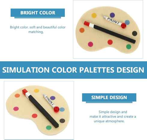 3pcs 1:12 Dollhouse Miniature Artist Palette and Paint Brush Model Toys for Kids Pretend Play