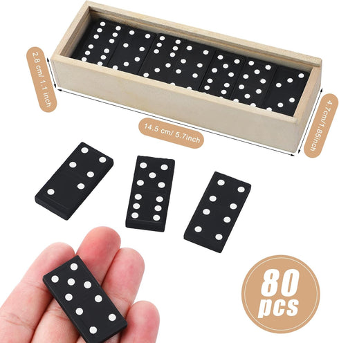 Hungdao 24 Pack Mini Dominoes Set, Double 6 Wooden Miniature Classic Board Games for Adults with Travel Box