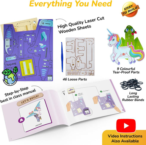 6,7,8,9,10,11,12 Smartivity Mech Miracles - Magical Unicorn & Cute Crocodile for Girls Ages Years I DIY Craft Kit |