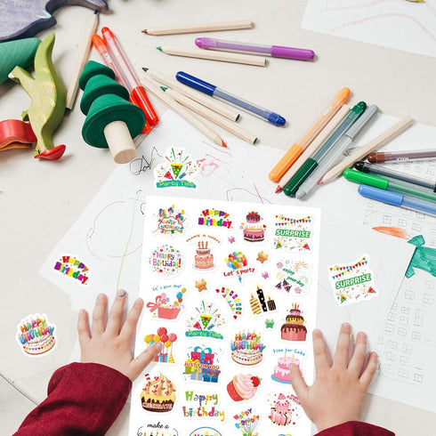 Happy Birthday Stickers, 10 Sheets, 300 Pcs for Kids Party Home Classroom Decoration