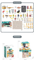 Kitchen Playset Pretend Food Kit by Serena&Jewel - 53 PCS Toy Accessories Set with Real Sounds & Light, Blue